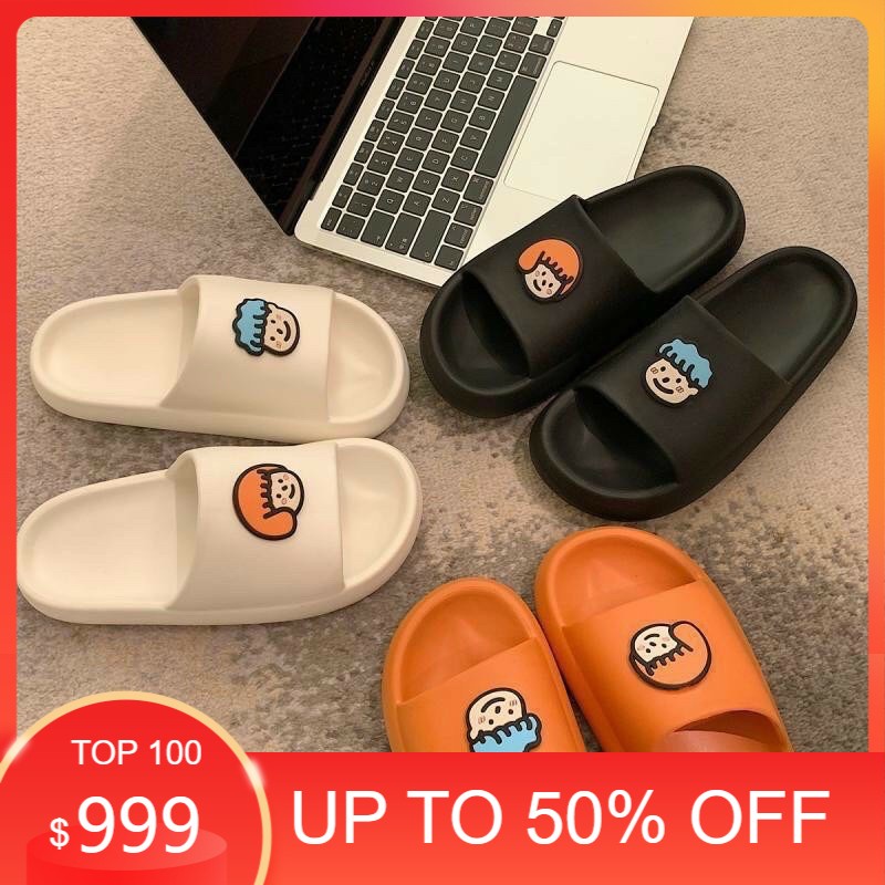 ✅ [ SẴN ] Dép bánh mỳ hình mặt cười 3 màu đen trắng cam HOTtrend (hàng mới 2021) [BẢN ĐẸP-GIÁ XƯỞNG]