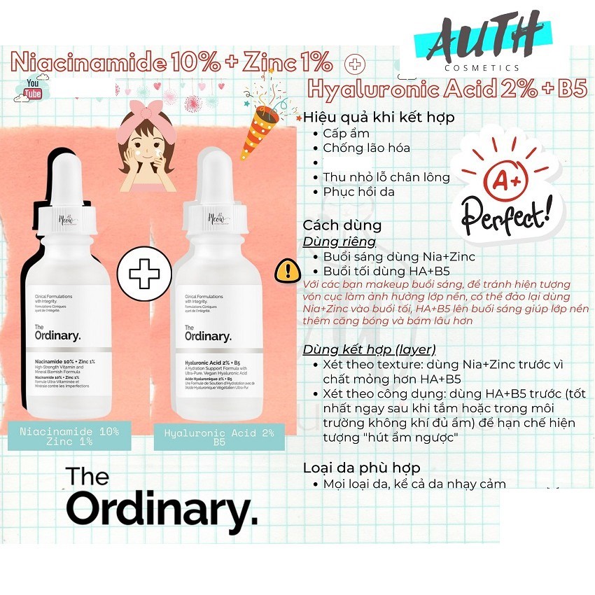 Tinh chất cấp nước và phục hồi da The Ordinary Hyaluronic Acid 2% + B5 Serum Auth Hàn Quốc