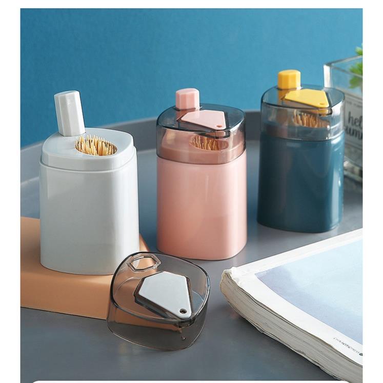 Hũ Ống Đựng Tăm Xỉa Răng LÚA MẠCH - Lọ Hình Vuông Decor - Ấn Tự Động