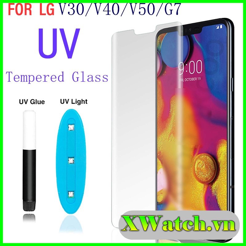 Cường lực keo UV Full viền cong LG V30 / V40 / V50 full màn hở loa thoại