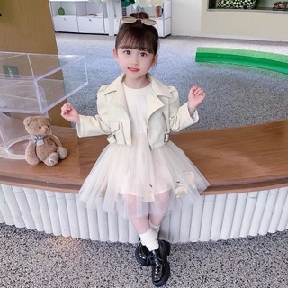 Set váy kèm áo khoác da xịn xò cho bé