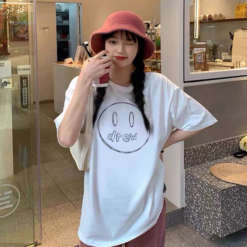 Áo thun in D-r-e-w tay lỡ Boin shop chất thun cotton 100% thoáng mát from rộng unisex 2 màu trắng/đen full tag