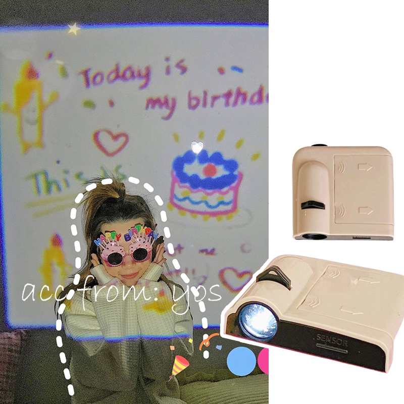 Đèn chiếu mini phông nền chúc mừng sinh nhật Happy Birthday dễ thương YOS