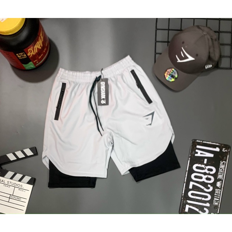 [sale sốc quần short gym 2 lớp GYMSHARK form tới đùi cực chất