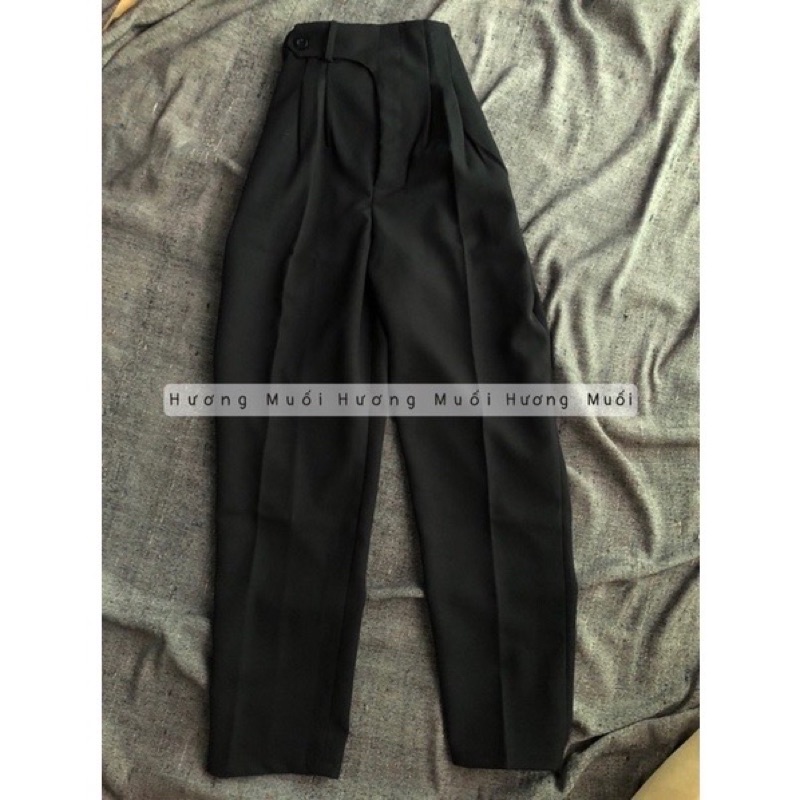 quần baggy vải học sinh cài cúc lệch