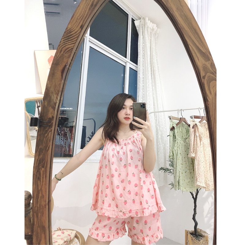 Bộ Pijama 🌻FREESHIP🌻 Bộ HAI DÂY Mặc Nhà Chất ĐŨI HÀN LẠNH Siêu Mát