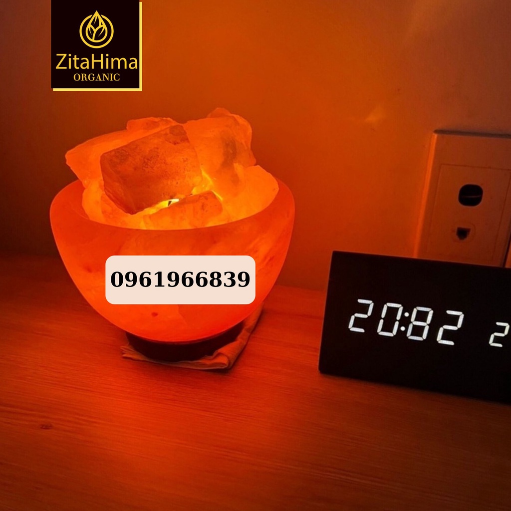 Đèn Đá Muối Đã Chế Tác Hình Bát Đá ZitaHima