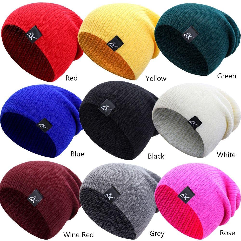 Mũ Beanie Dệt Kim Màu Trơn Dễ Thương Cho Nữ