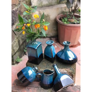 Lọ hoa miệng tròn men hỏa biến