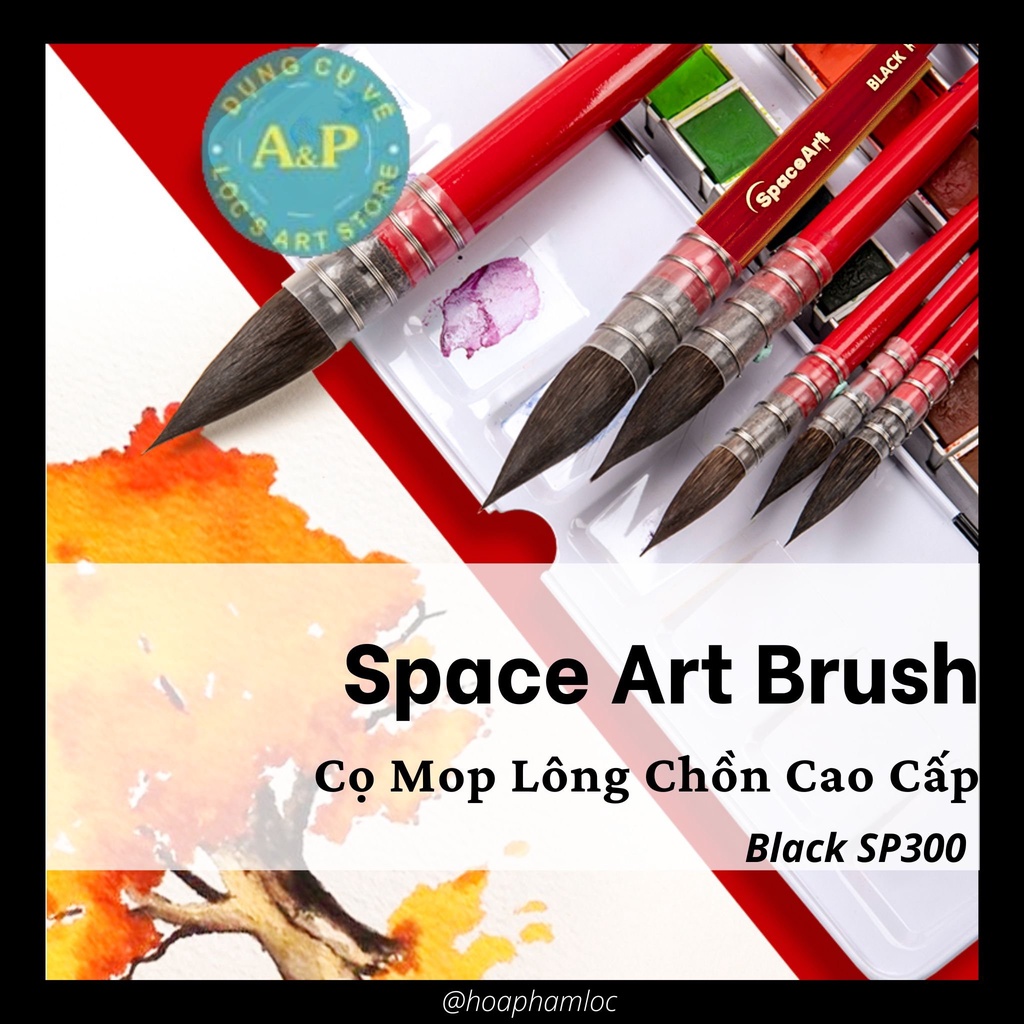 [Lộc's Art Store] Cọ MOP Vẽ Màu Nước Lông Chồn Space Art SP300