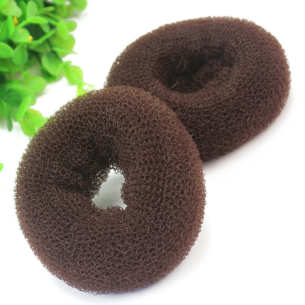 2pcs Hair Bun Ring Donut Shaper Brown Nylon Rope