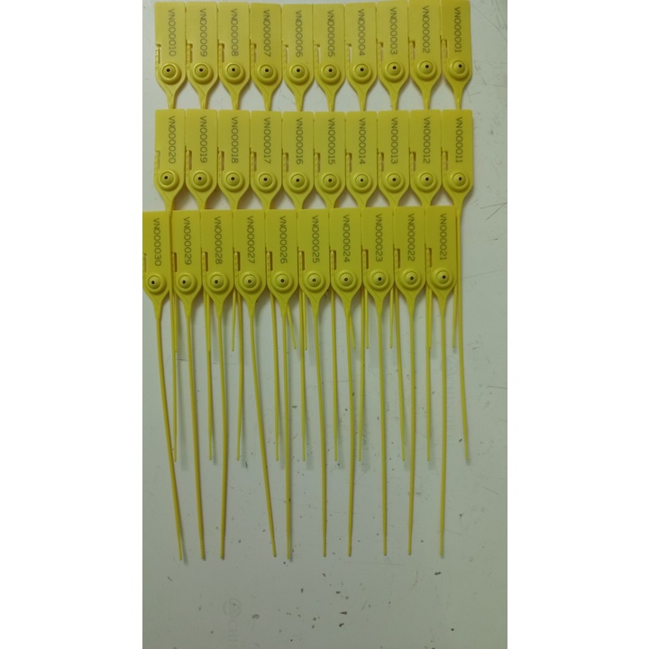SET 50 chiếc Seal nhựa niêm phong dạng tròn trơn thẳng dài 23 cm khóa kim loại in seri liên tục