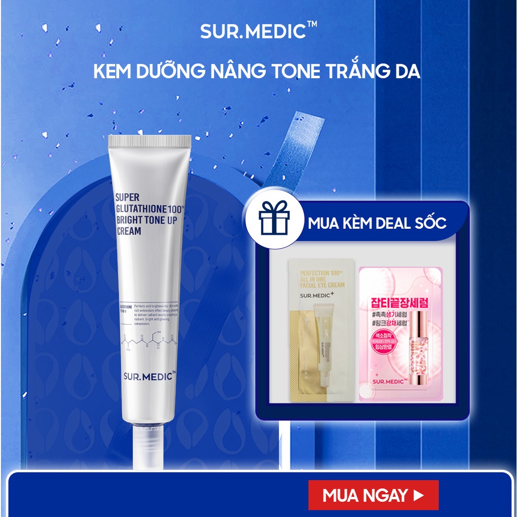 Kem Dưỡng Nâng Tông Trắng Da SURMEDIC Super Glutathione 100 Bright Tone Up Cream 40ml