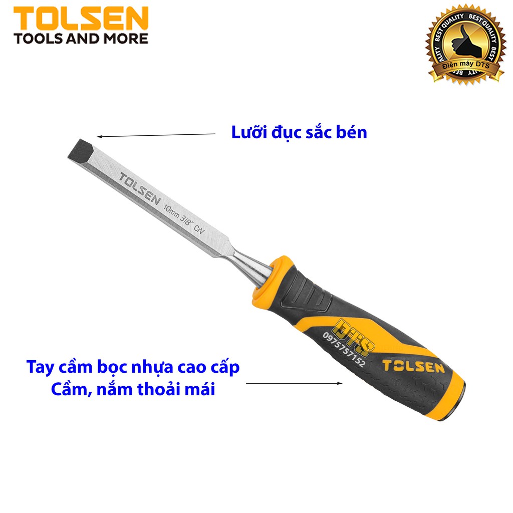 Đục gỗ mũi dẹt cầm tay chuẩn công nghiệp TOLSEN 10mm (3/8 inch) - Tiêu chuẩn xuất khẩu Châu Âu