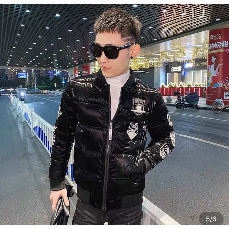 Áo phao nam thêu dán hình