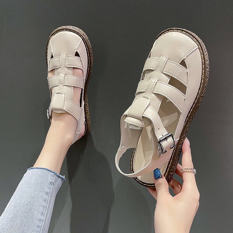 Lùi 1 sz Dép sandal trắng cut out cực xinh style ullzang G076
