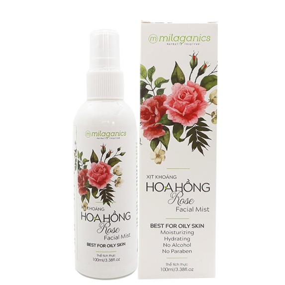 Xịt Khoáng Cấp Nước, Ngăn Ngừa Mụn Trà Xanh - Nha Đam - Hoa Hồng  Milaganics 100ml | BigBuy360 - bigbuy360.vn