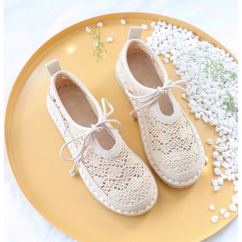 🌿Giày Mori phối ren Mori nữ văn học Hàn Quốc retro vintage sinh viên ulzzang Nhật Bản lenvintage đế bằng sandal boots nữ