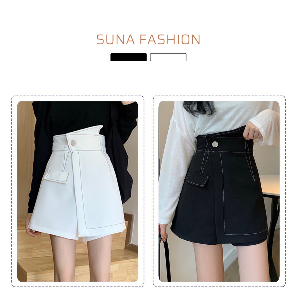 Chân váy nữ vạt chéo chỉ nổi , Quần giả váy lưng cao vạt chéo SUNA FASHION từ 42 - 60kg