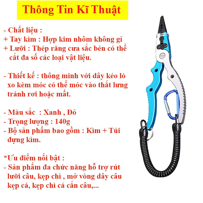 Bộ Kìm Kẹp Cá Đa Năng Gỡ, Buộc Lưỡi Câu Cá Cao Cấp KK-23