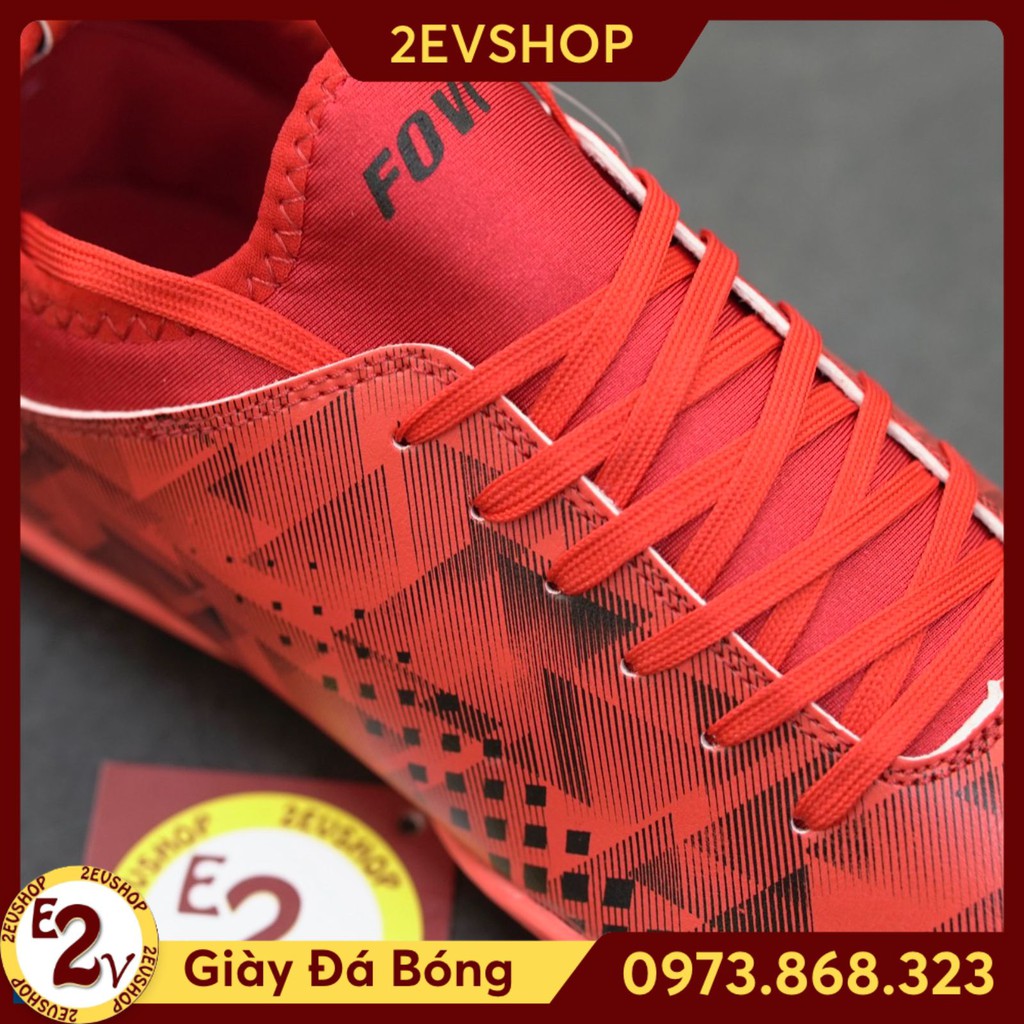 Giày đá bóng thể thao nam Fovi Debut Đỏ, giày đá banh cỏ nhân tạo đế mềm - 2EVSHOP