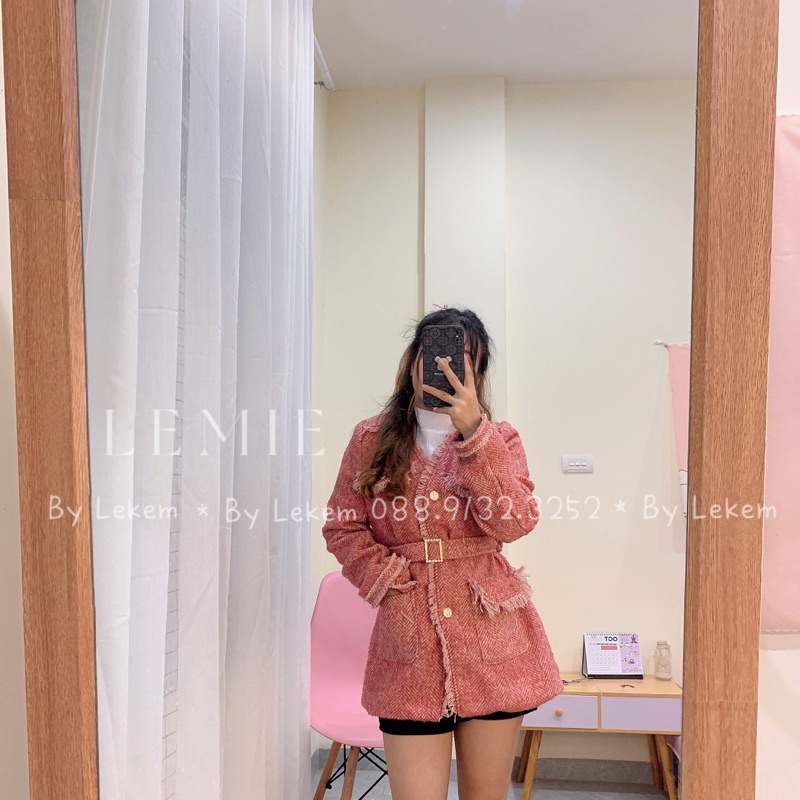 Áo Dạ Tweed Dáng Dài Kèm Đai Thắt Eo Mã T023  Áo Khoác Dạ Nữ Phong Cách Hoàng Gia Tiểu Thư Có Ảnh Thật Lekemqc