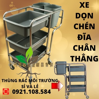 Bộ xe dọn dẹp nhà hàng chén dĩa chân thẳng