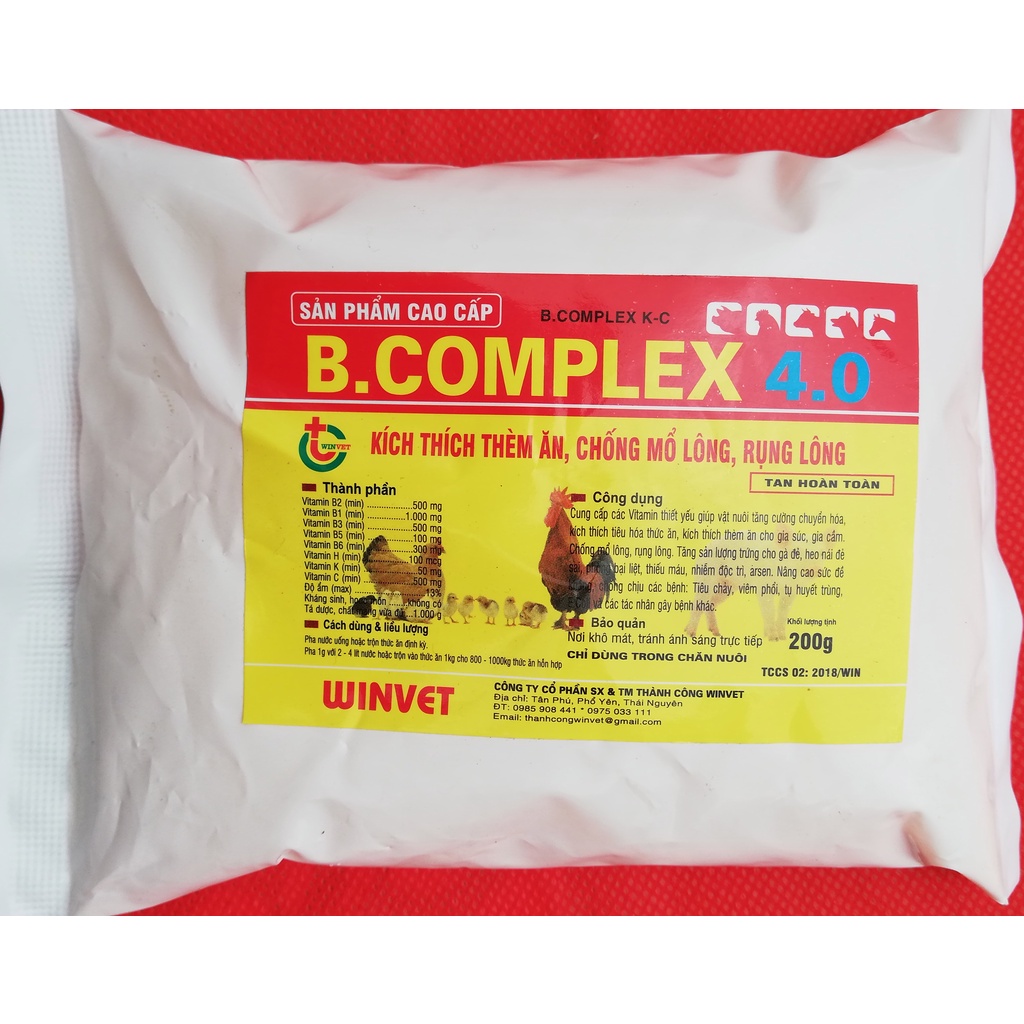 1kg B.COMPLEX 4.0 Kích thích thèm ăn, chống mổ lông, rụng lông