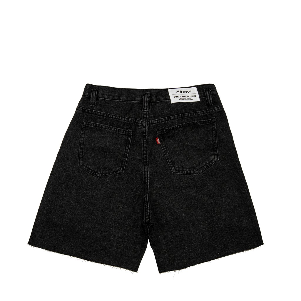 Quần short nữ jean ống rộng lưng cao màu đen DKMV - Quần short cạp cao Black Short Jean