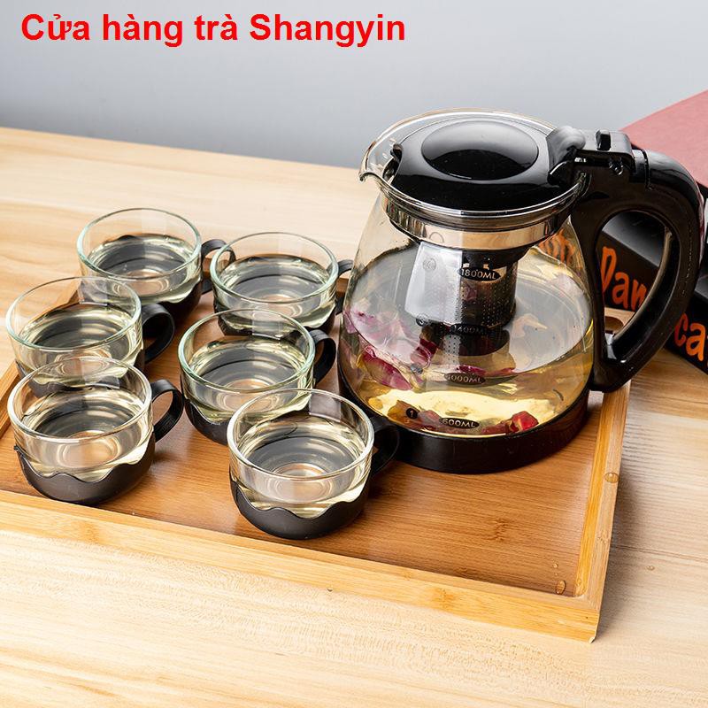 nhà cửa đời sốngẤm trà thủy tinh chịu nhiệt đơn dung tích lớn bộ hoa11111