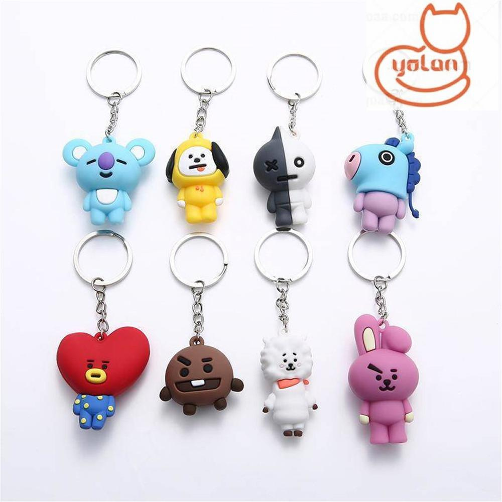 ☆YOLA☆ Portable Key Ring Cartoon Bangtan Boys Keychain Korean Stylish 3D Silicon Multi-function K-Pop