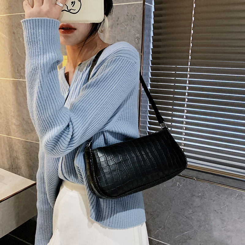 Túi xách JASMIN NOIR đeo vai kiểu phong bì họa tiết da cá sấu thời trang đơn giản cho nữ