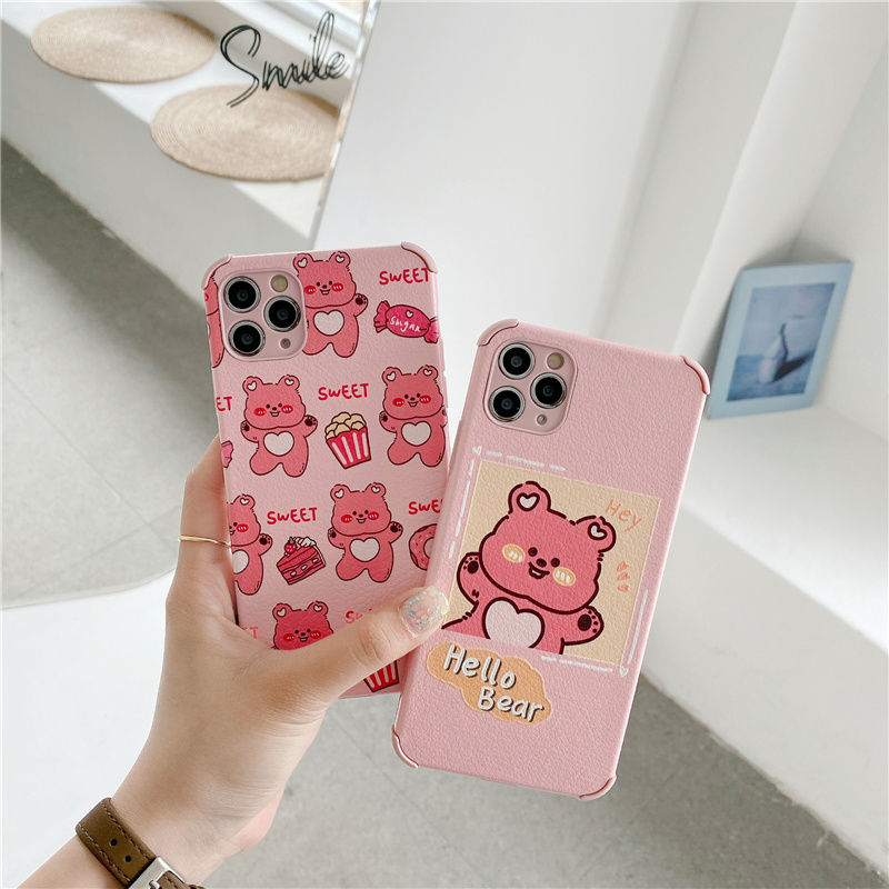Ốp Lưng Da Mềm Chống Rơi In Hình Gấu Cho Iphone 12 Pro Max Ip11 X Xr 6 7 8 Plus | BigBuy360 - bigbuy360.vn