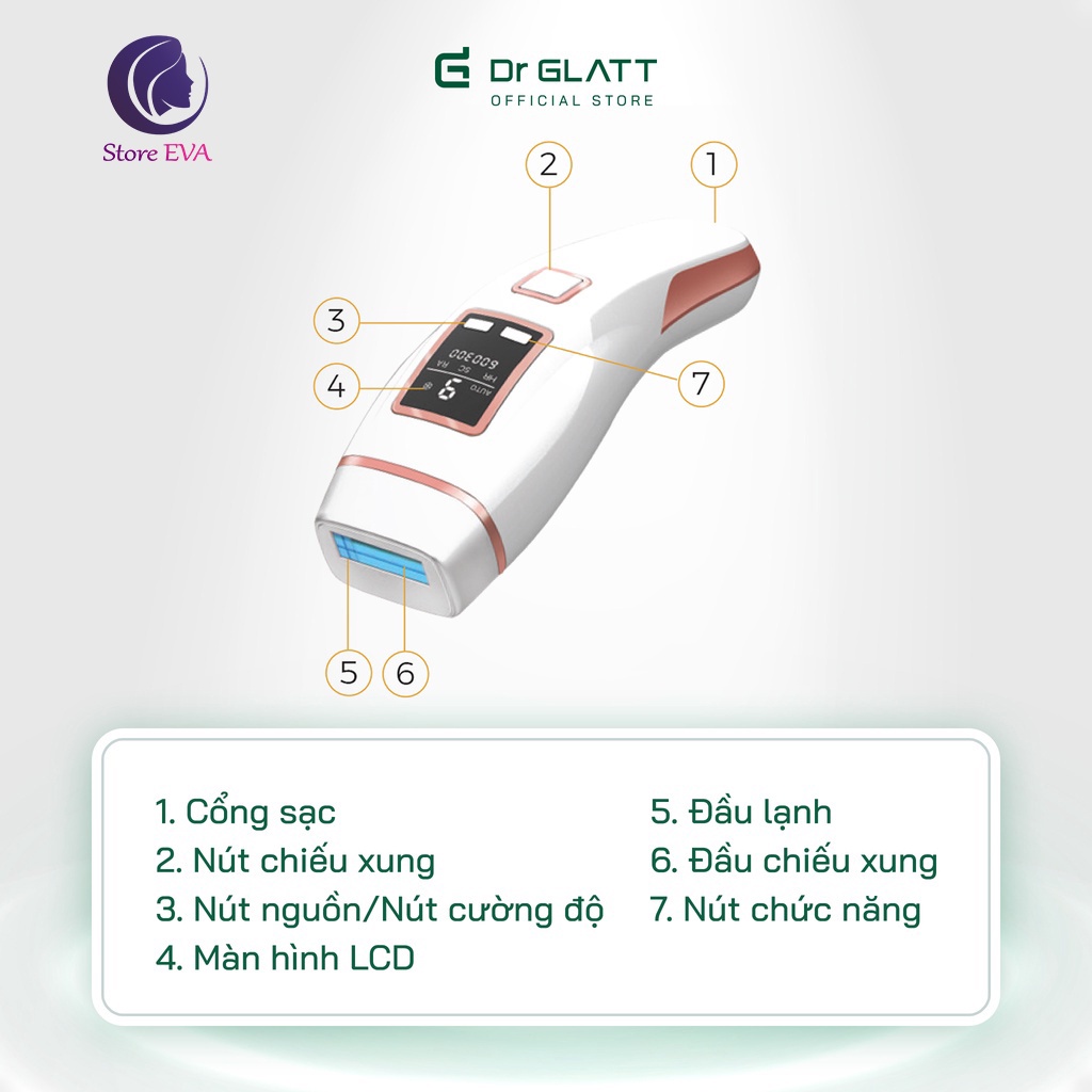 Máy Triệt Lông Mini Đa Năng Triệt Lông Vĩnh Viễn Trị Mụn Trẻ Hoá Da Dr Glatt IPL PRO - Nhà Phân Phối Chính Hãng StoreEva