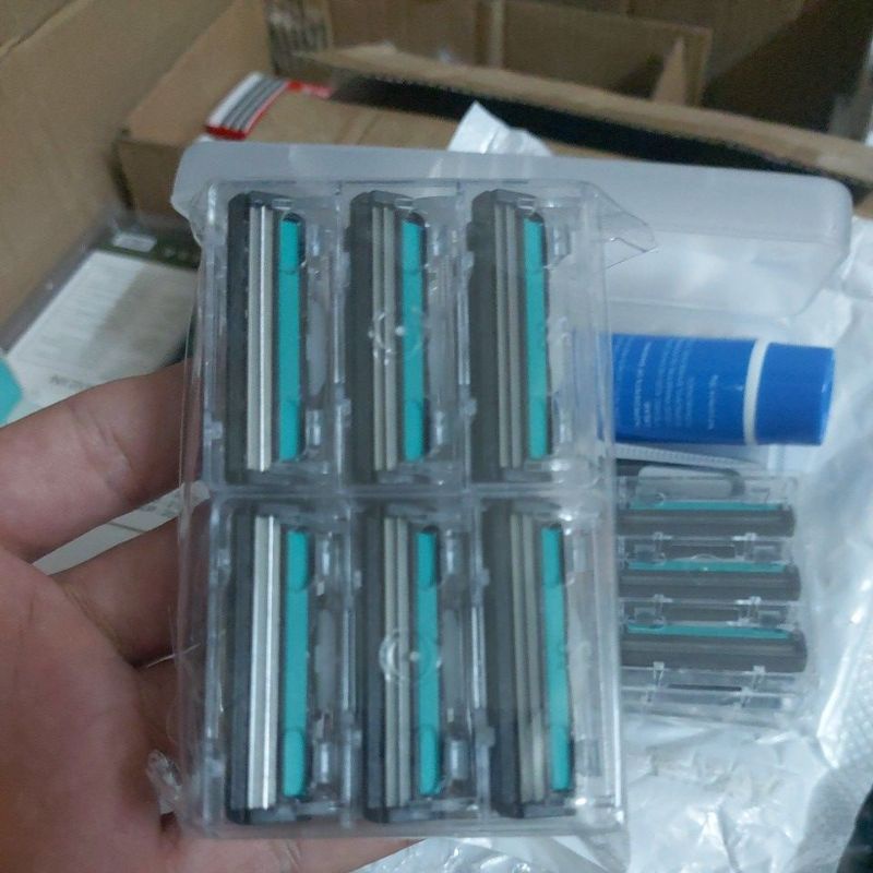 Bộ dao cạo râu 36 lưỡi kép tặng kèm chai kem Gilluiya, phụ kiện cắt lông tay, dụng cụ cạo lông chân thay thế lưỡi