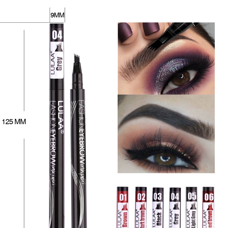 1 Bút Chì Kẻ Lông Mày 4 Ngòi Nhỏ Vẽ Mịn Chống Nước Lâu Trôi