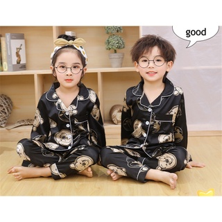 Đầm Ngủ Vải Lụa Satin In Họa Tiết Hoạt Hình Dễ Thương Cho Bé Gái