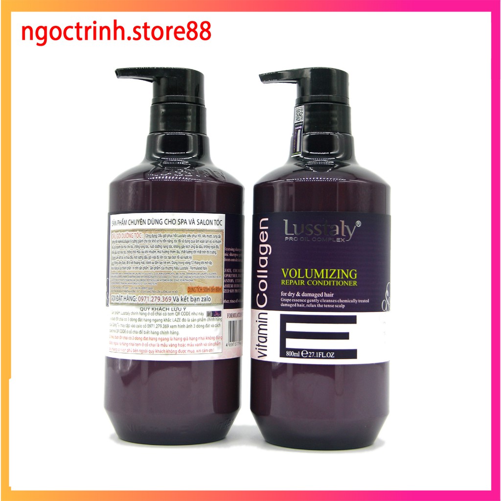 Dầu gội collagen phục hồi tóc hư tổn khô sơ kiềm dầu sạch gàu,hương nước hoa cặp gội xả LUSSTALY VITAMIN E 500ml – 800ml | BigBuy360 - bigbuy360.vn