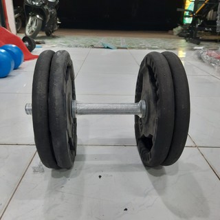 combo 20kg tạ gang kèm 1 đòn tạ tay 35cm, tổng 21,5kg chọn từng kích thước, lớn là 5kg, nhỏ là 1kg