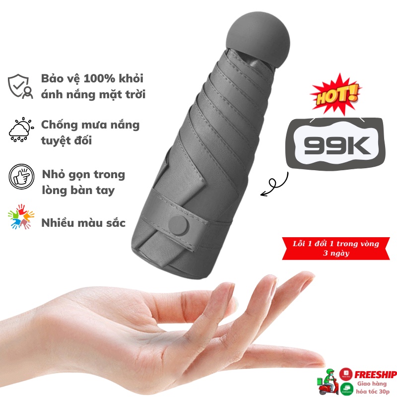 Ô Dù Cầm Tay Mini Dù Đi Mưa Nắng Chống Tia UV Sun.Z