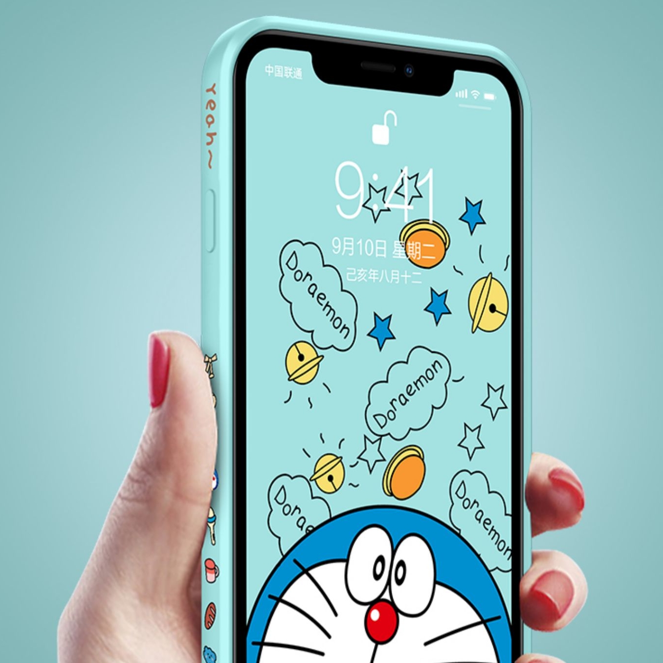 iPhone X XS Max XR Doraemon Cartoon Liquid Silicone Case With Lanyard Strap iPhone 7 8 Plus SE 2020 Phone Cover