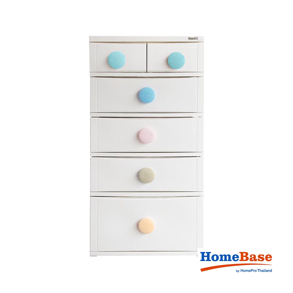 HomeBase STACKO Tủ nhựa 5 tầng có bánh xe C112xR56xS40cm màu trắng