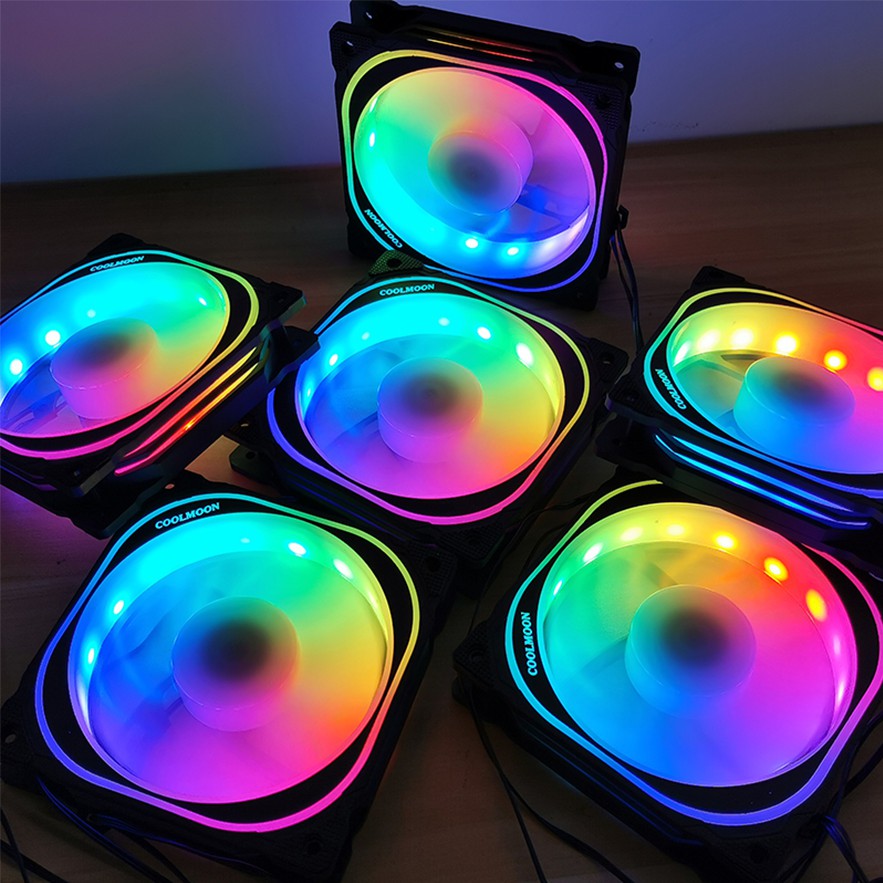 Quạt tản nhiệt, Fan Case Coolmoon U1 RGB (Bộ 2-6 Fan + Hub Remote)