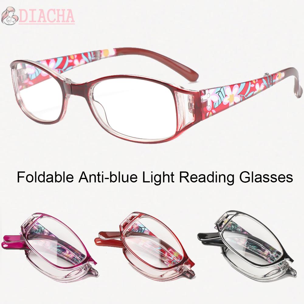 DIACHA Men Women Foldable Reading Eyeglasses Radiation Protection Computer Goggles Anti-blue Light Glasses Printing Vision Care Vintage Classic Fashion Folding...
