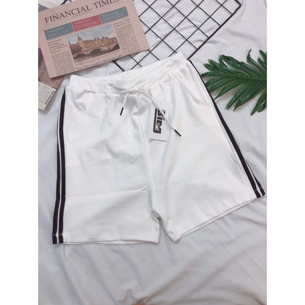 Quần short 3 sọc Unisex Shynstores - quần thun nam nữ thời trang vải cotton dày đẹp freeship