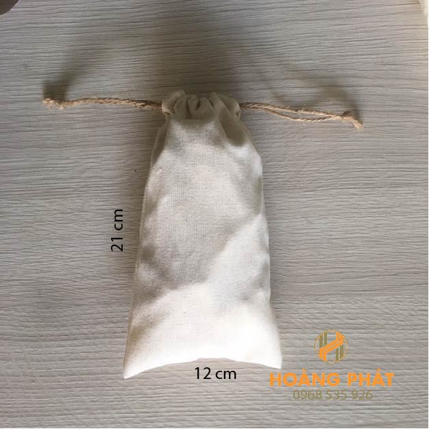Túi dây rút vải canvas mỏng 190gsm dây dừa/dây cotton