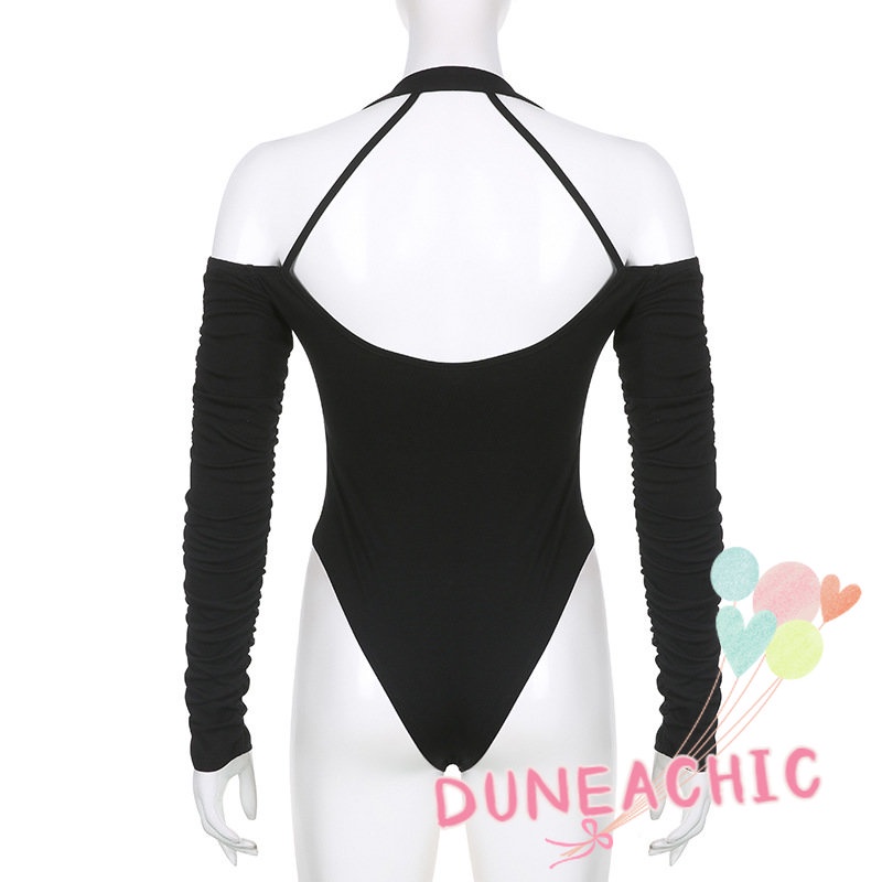 DUNEA Jumpsuit tay dài cổ chữ V thiết kế hở lưng quyến rũ