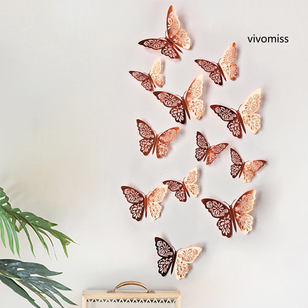 Set 24 miếng dán hình bươm bướm 3d dán tường trang trí độc đáo
