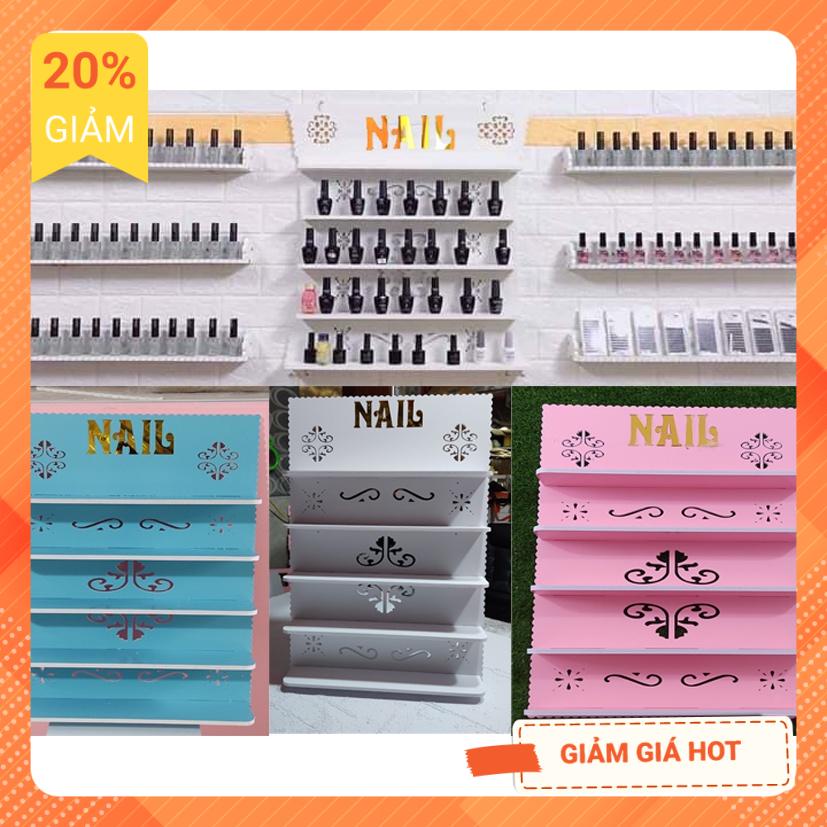 Kệ đựng Sơn Nail treo tường chữ Nail vàng