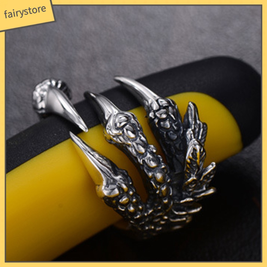 Nhẫn Thép Titan Hình Móng Vuốt Rồng Thiết Kế Ấn Tượng
